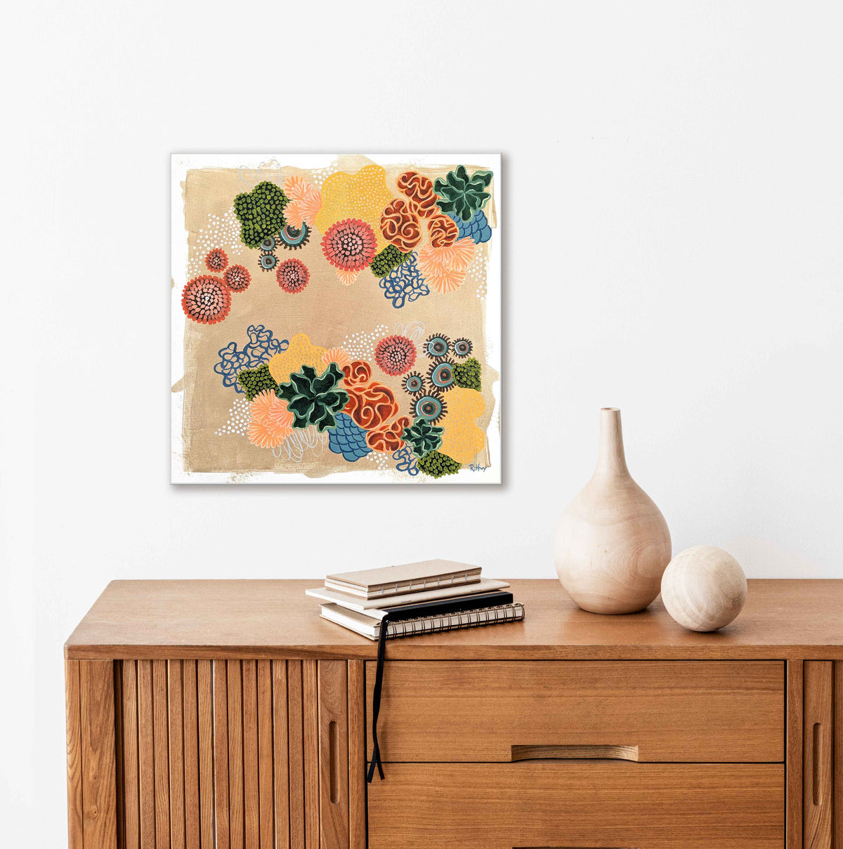 Blue Coral - Abstract Corals Painting- Original Acrylic on Canvas - 16x16 Inches