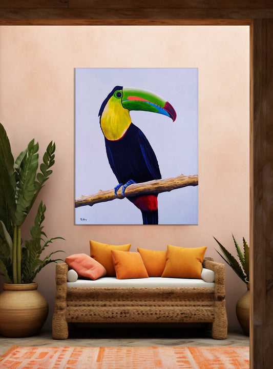 Rainbow - Toucan Painting - Original Acrylic on Canvas - 45x56 Inches